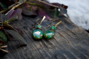 Ocean pear Czech glass & chrysoprase earrings