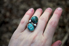 Load image into Gallery viewer, Genuine turquoise twin stone ring in sterling silver
