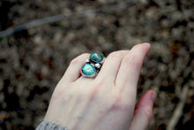 Load image into Gallery viewer, Genuine turquoise twin stone ring in sterling silver
