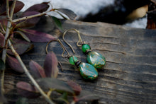 Load image into Gallery viewer, Ocean pear Czech glass &amp; chrysoprase earrings
