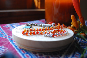 Ebb & Flow - Carnelian knotted silk beaded necklace