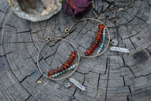 Load image into Gallery viewer, Baltic Amber &amp; Moss Agate large hoop earrings
