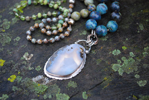 Marfa plume agate hand knotted silk necklace