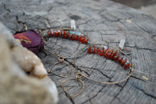 Load image into Gallery viewer, Baltic Amber &amp; Moss Agate large hoop earrings
