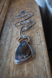 Montana moss agate pendant necklace with labradorite