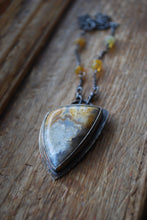 Load image into Gallery viewer, Crazy lace agate &amp; Ethiopian opal sterling silver pendant necklace
