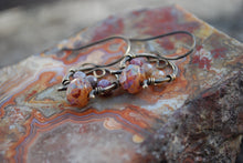 Load image into Gallery viewer, Mauve czech glass horseshoe earrings
