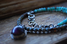 Load image into Gallery viewer, Insight - Star ruby &amp; peruvian amazonite beaded choker
