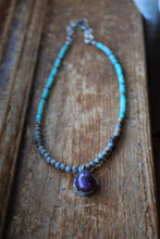 Load image into Gallery viewer, Insight - Star ruby &amp; peruvian amazonite beaded choker
