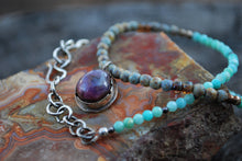 Load image into Gallery viewer, Insight - Star ruby &amp; peruvian amazonite beaded choker
