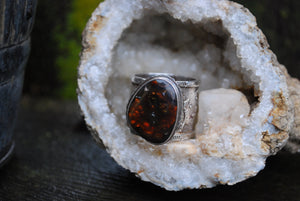 Fire Agate men's ring - size 12