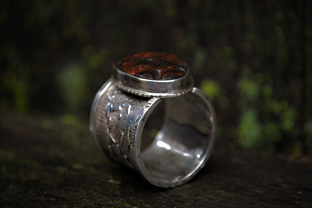 Fire Agate men's ring - size 12