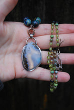 Load image into Gallery viewer, Marfa plume agate hand knotted silk necklace
