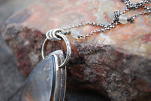 Load image into Gallery viewer, Montana moss agate pendant necklace with labradorite
