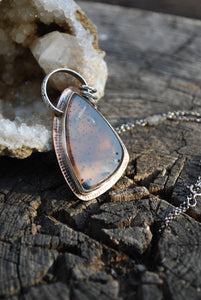 Montana moss agate pendant necklace with labradorite