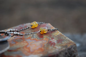 Crazy lace agate & Ethiopian opal sterling silver pendant necklace
