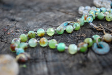 Load image into Gallery viewer, Dendrite quartz &amp; chrysoprase knotted silk necklace

